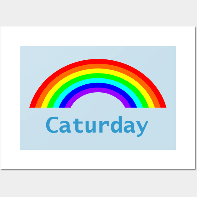 Blue Caturday Rainbow for your Cat Wall Art by ellenhenryart